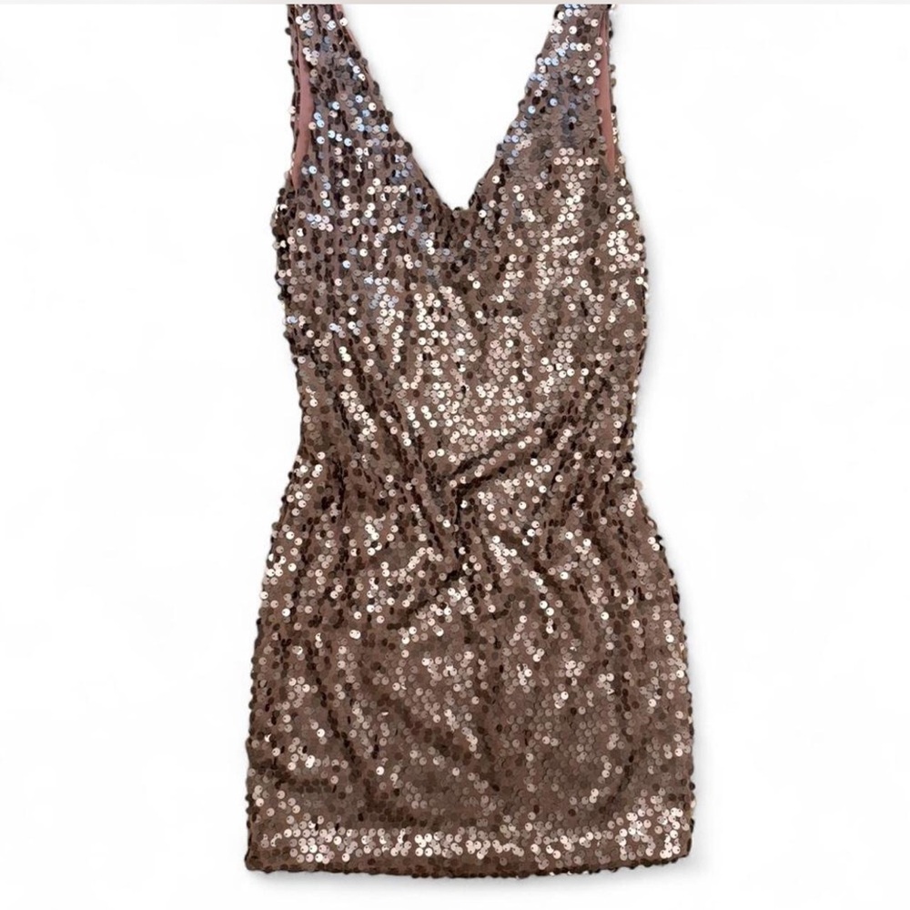 Symphony Mauve Sequin Mini Dress Small | Party Glam Sparkle